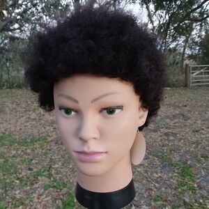 Kinky Curly 100% Human Hair Wig 6 Inch 1b Afro